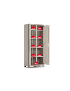 Keter Gulliver, armadio portascope da esterno, 8 ripiani pieghevoli, 80x44x182 cm, balcone, giardino, sabbia, beige, resina