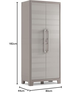 Keter Gulliver, armadio portascope da esterno, 8 ripiani pieghevoli, 80x44x182 cm, balcone, giardino, sabbia, beige, resina