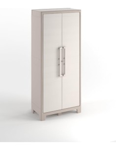 Keter Gulliver, armadio portascope da esterno, 8 ripiani pieghevoli, 80x44x182 cm, balcone, giardino, sabbia, beige, resina