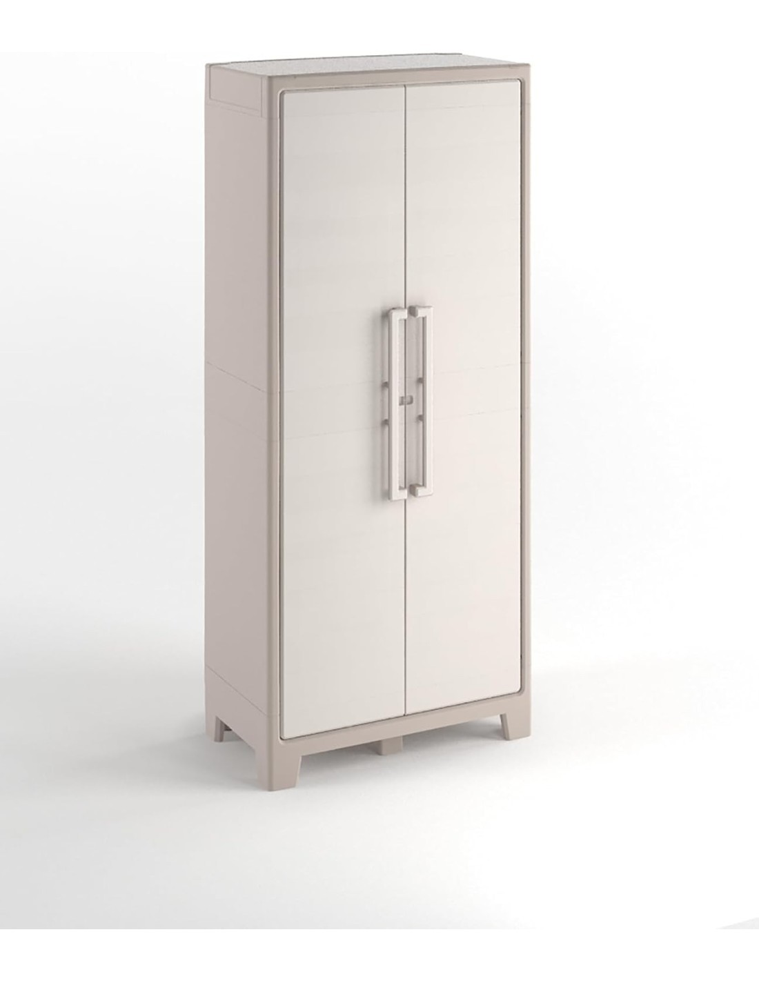 Keter Gulliver, armadio portascope da esterno, 8 ripiani pieghevoli, 80x44x182 cm, balcone, giardino, sabbia, beige, resina