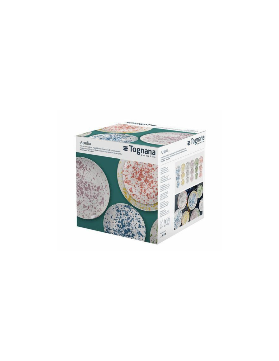 Tognana Apulia Servizio Piatti 18 Pezzi in Porcellana Multicolor per 6 Persone