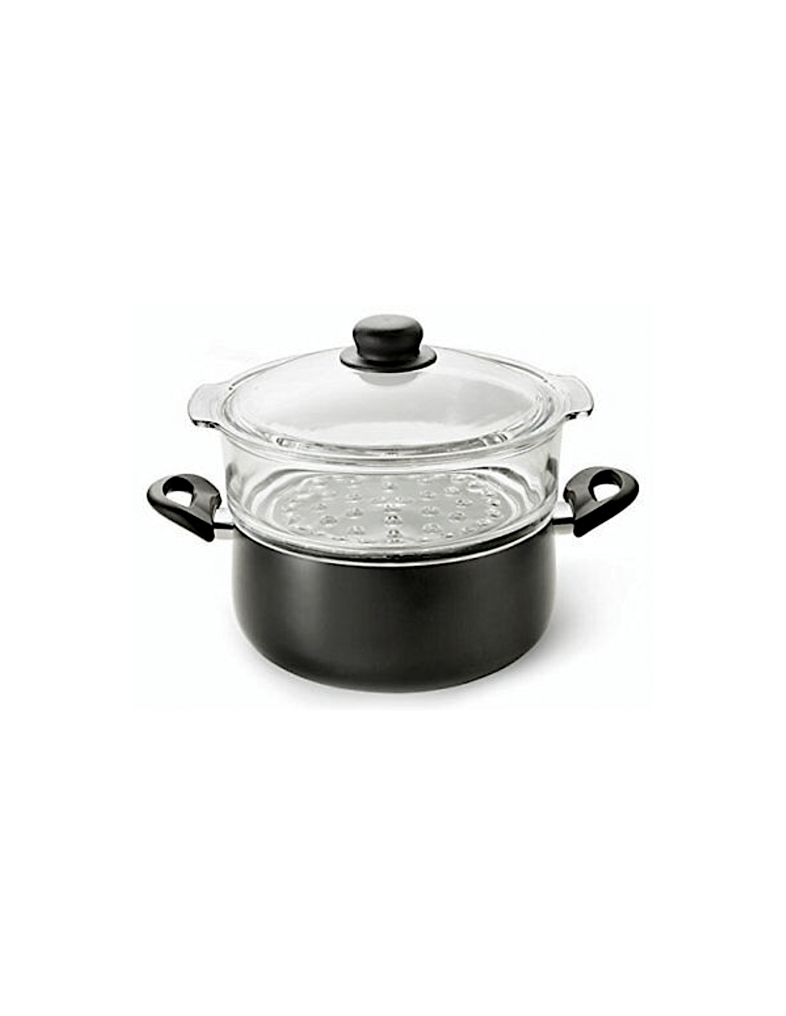 Casseruola Fuoco & Idee 24 cm con Vaporiera in Vetro Borosilicato
