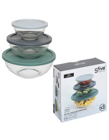 5five - Set di 3 contenitori in vetro borosilicato