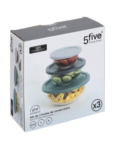 5five - Set di 3 contenitori in vetro borosilicato