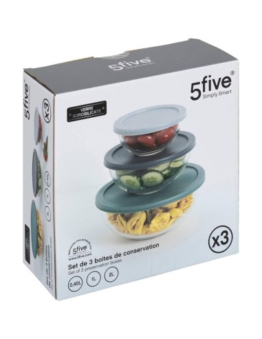 5five - Set di 3 contenitori in vetro borosilicato