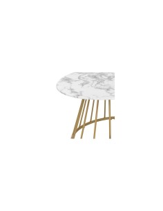 Tavolino Rayo, effetto marmo bianco, vetro temperato, D70 cm, struttura in acciaio