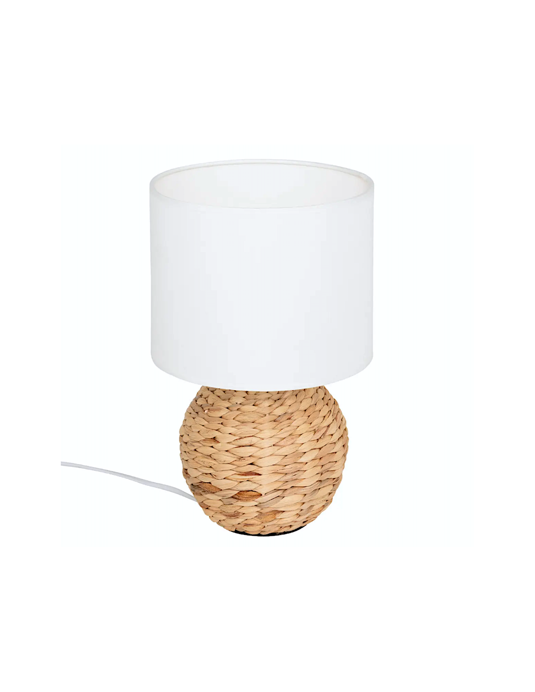 Lampada a sfera da tavolo, Sand, 37 cm altezza, giacinto beige, design naturale, base in acciaio