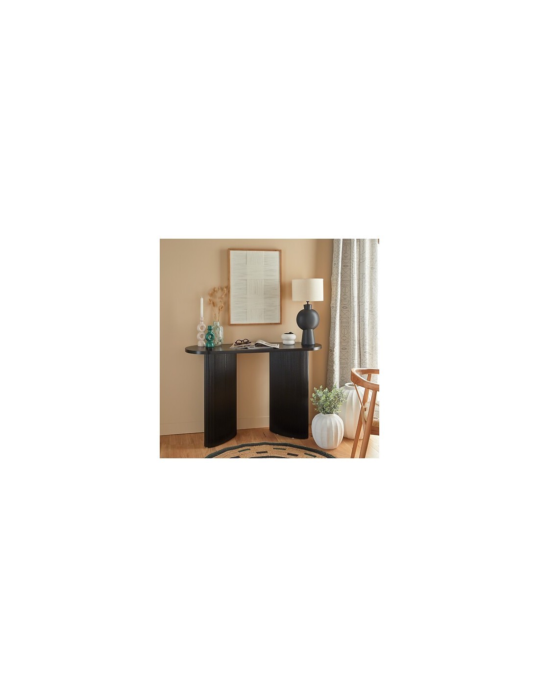Console Olova, L. 120 cm, P. 40 cm, A. 80 cm, MDF nero