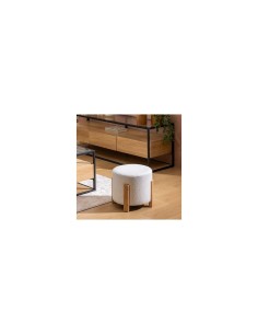 Sgabello, Bansa, Diametro 37,5 cm, Gambe Bambù, Bianco, MDF E1