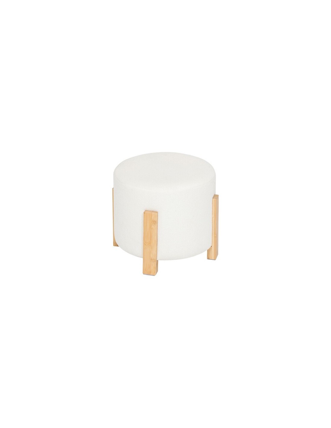 Sgabello, Bansa, Diametro 37,5 cm, Gambe Bambù, Bianco, MDF E1