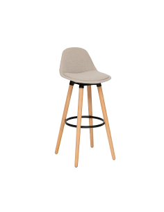 Sedia da bar alta Maxon, beige, gambe in legno di faggio, PP, L. 40 x P. 43 x H. 92,5 cm, 4.5 Kg