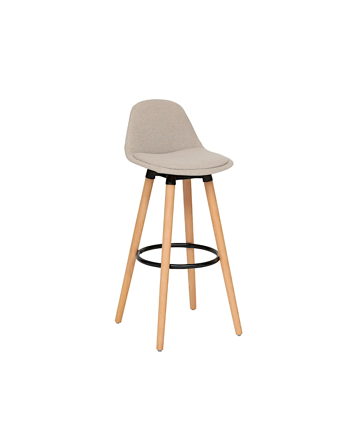 Sedia da bar alta Maxon, beige, gambe in legno di faggio, PP, L. 40 x P. 43 x H. 92,5 cm, 4.5 Kg