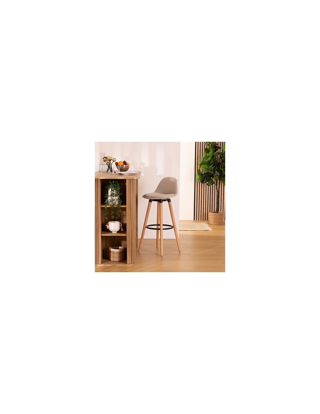 Sedia da bar alta Maxon, beige, gambe in legno di faggio, PP, L. 40 x P. 43 x H. 92,5 cm, 4.5 Kg
