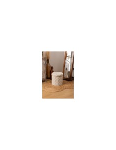 Pouf Pieghevole, Pasti, Rotondo, Diametro 38 cm, Tufté, Bianco, MDF E1, Poliestere