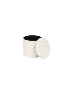Pouf Pieghevole, Pasti, Rotondo, Diametro 38 cm, Tufté, Bianco, MDF E1, Poliestere