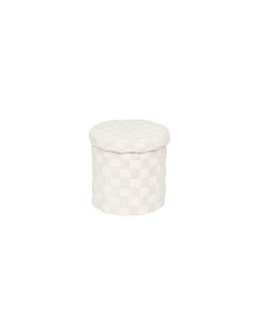 Pouf Pieghevole, Pasti, Rotondo, Diametro 38 cm, Tufté, Bianco, MDF E1, Poliestere