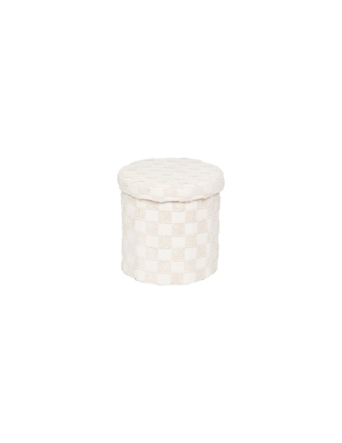 Pouf Pieghevole, Pasti, Rotondo, Diametro 38 cm, Tufté, Bianco, MDF E1, Poliestere