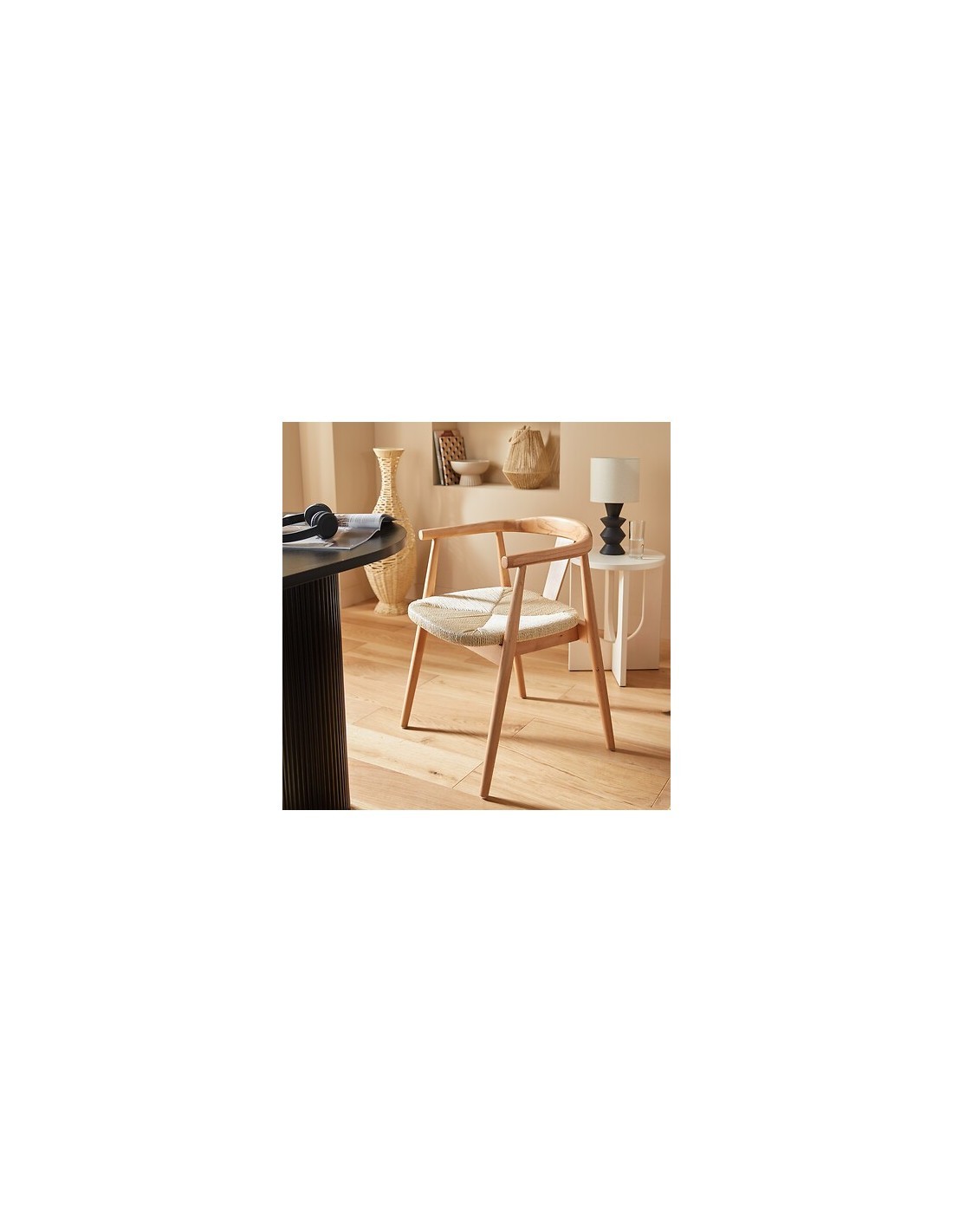 Poltrona da pranzo, Yamato, legno naturale, beige, 56x56x73 cm, stile scandinavo