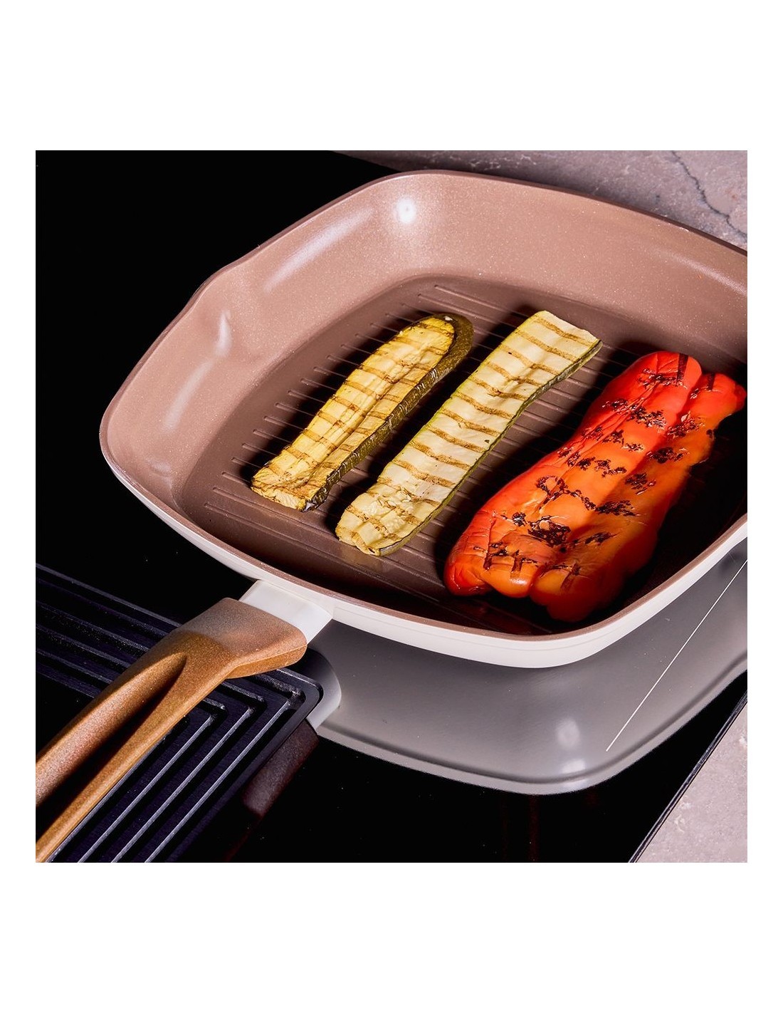 Grill Quadra 28x28 cm Tognana Sintonia in Alluminio Riciclato – Antiaderente PFAS Free, per Induzione