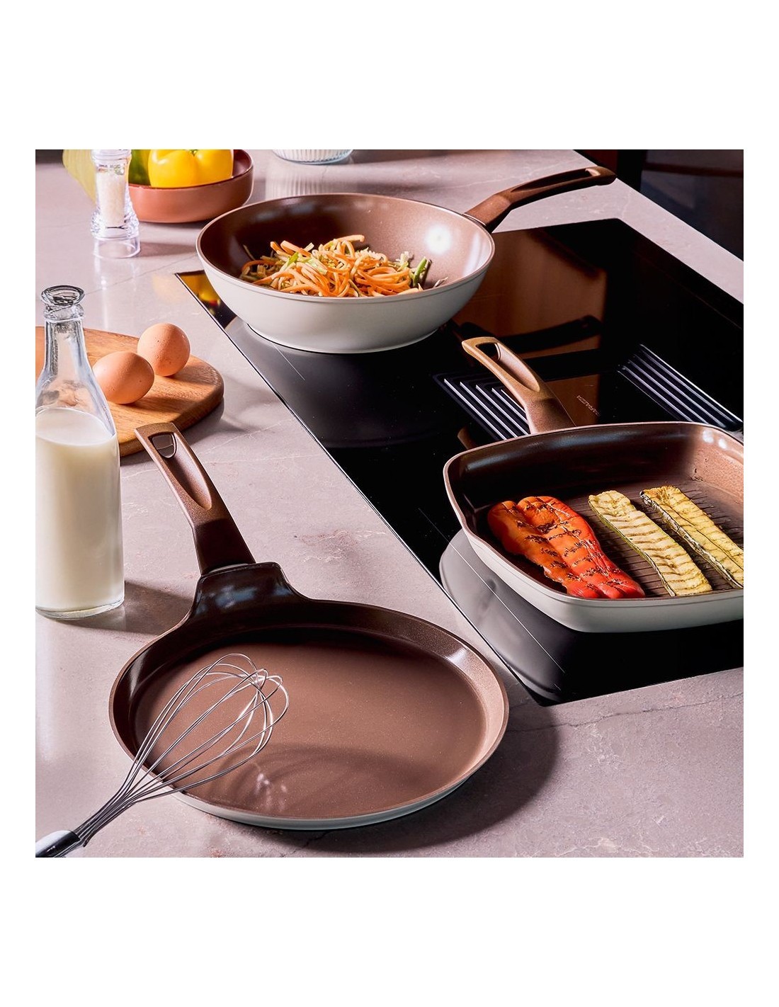 Grill Quadra 28x28 cm Tognana Sintonia in Alluminio Riciclato – Antiaderente PFAS Free, per Induzione