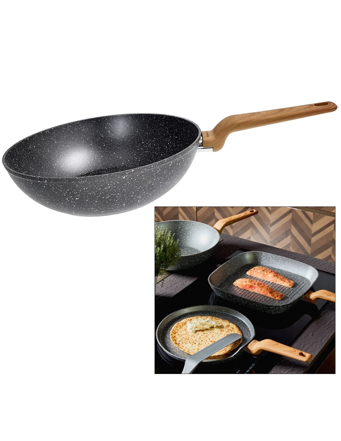 Wok 28 cm 1 manico Wild Stone Tognana