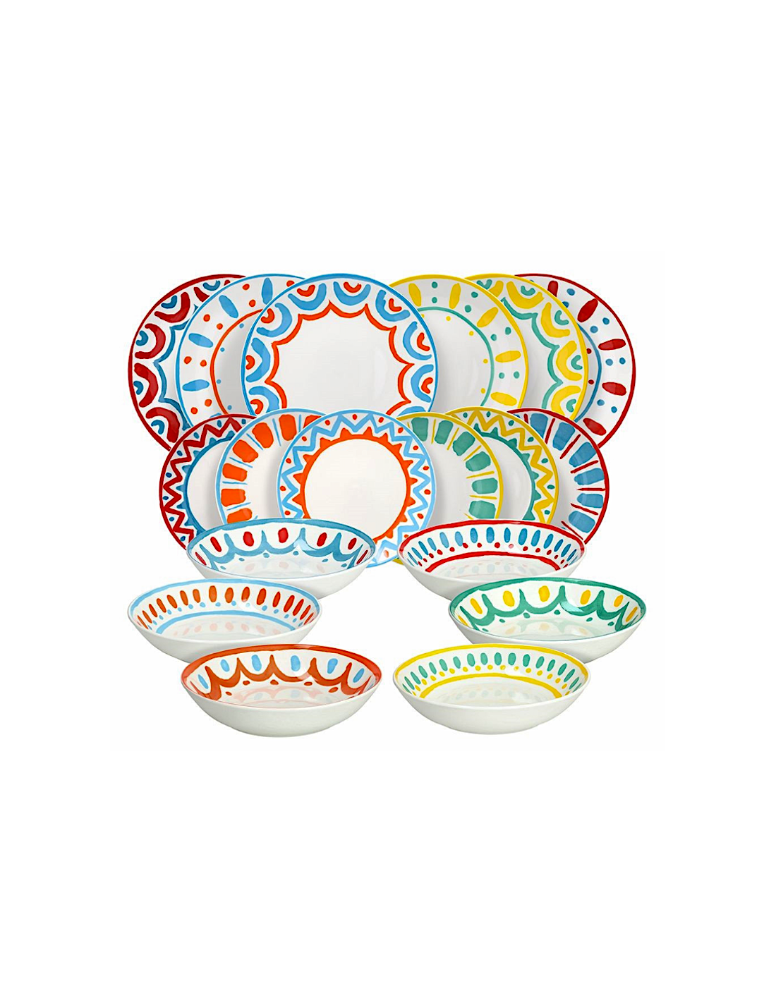 Tognana Vietri Servizio Piatti 18 Pezzi in Porcellana Multicolor per 6 Persone