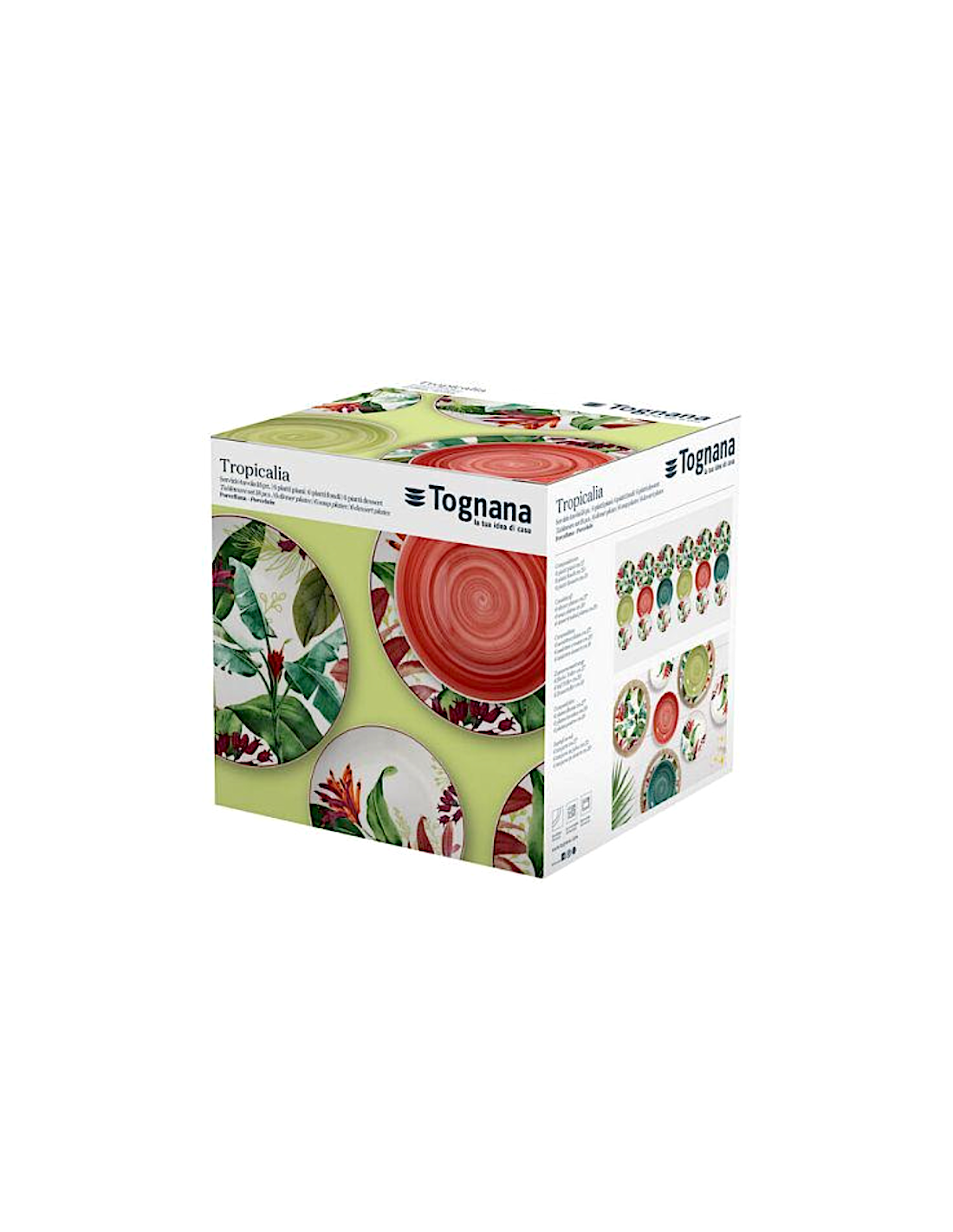 Tognana Tropicalia Servizio Piatti 18 Pezzi in Porcellana Multicolor per 6 Persone