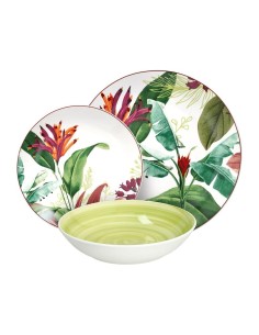 Tognana Tropicalia Servizio Piatti 18 Pezzi in Porcellana Multicolor per 6 Persone