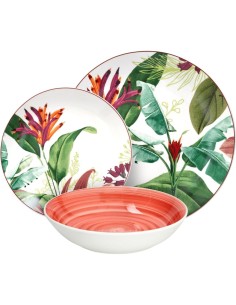 Tognana Tropicalia Servizio Piatti 18 Pezzi in Porcellana Multicolor per 6 Persone