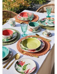 Tognana Tropicalia Set 6 Tazze Caffè con Piatto Multicolor