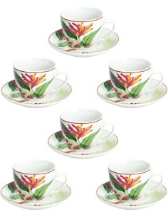 Tognana Tropicalia Set 6 Tazze Caffè con Piatto Multicolor