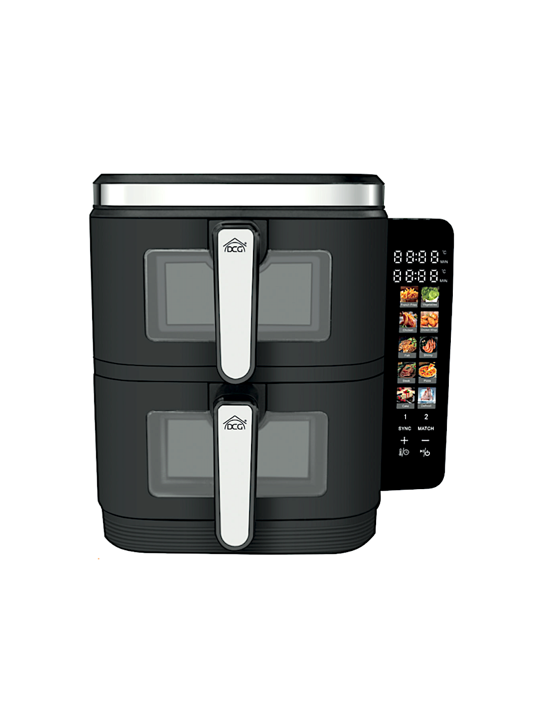 Friggitrice ad Aria, DCG FR4611D, 11 litri, 2 cestelli da 5,5L, doppio display LED, 10 programmi