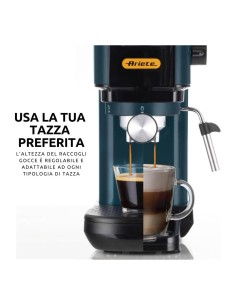 Ariete macchina caffè espresso Mango Yellow, 15 bar, per cialde e polvere, cappuccini cremosi, design colorato e vivace