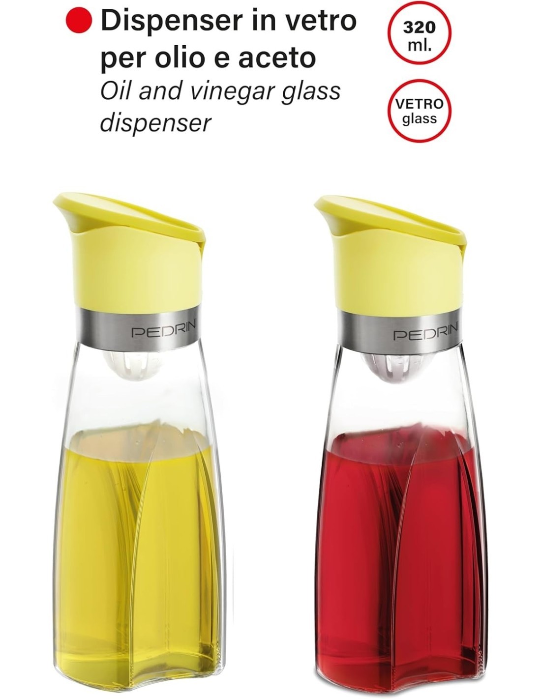 PEDRINI, DISPENSER VETRO OLIO E ACETO, 320 ML