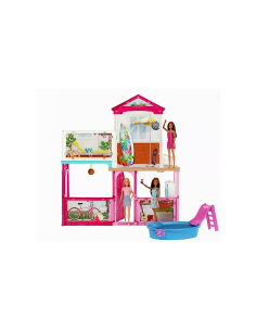 BARBIE VILLA DELLE BAMBOLE CON 3 BAMBOLE ED ACCESSORI GLH56