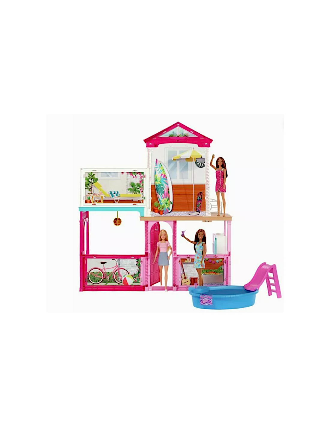 BARBIE VILLA DELLE BAMBOLE CON 3 BAMBOLE ED ACCESSORI GLH56