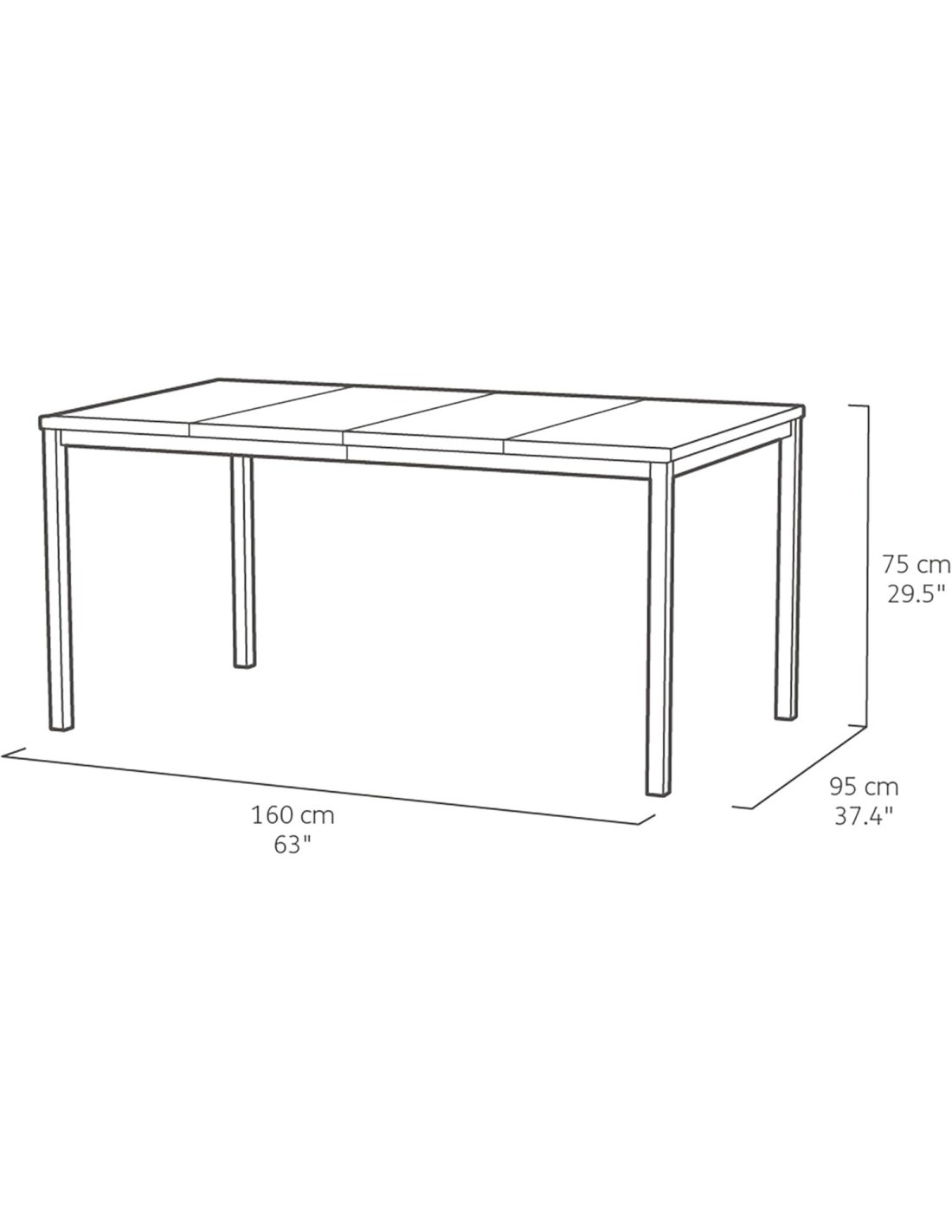 TAVOLO PORTO STRUTTURA GRAFITE 200X95X75CM EFFETTO LEGNO