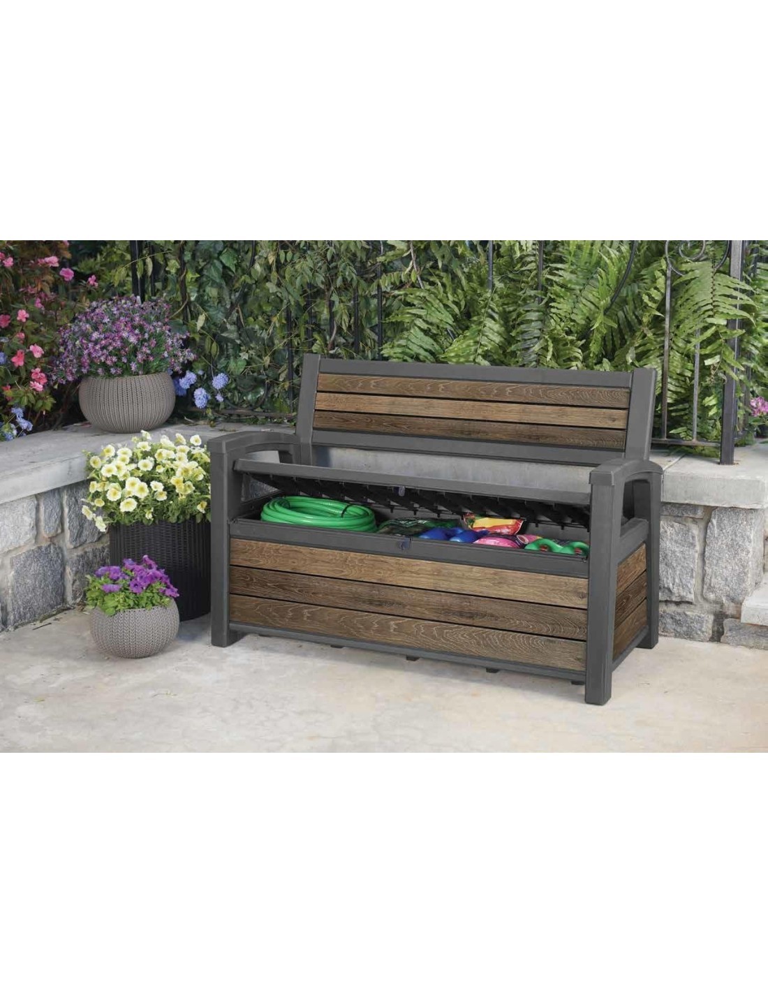 PANCHINA CONTENITORE RESINA 132X61X89CM RESINA