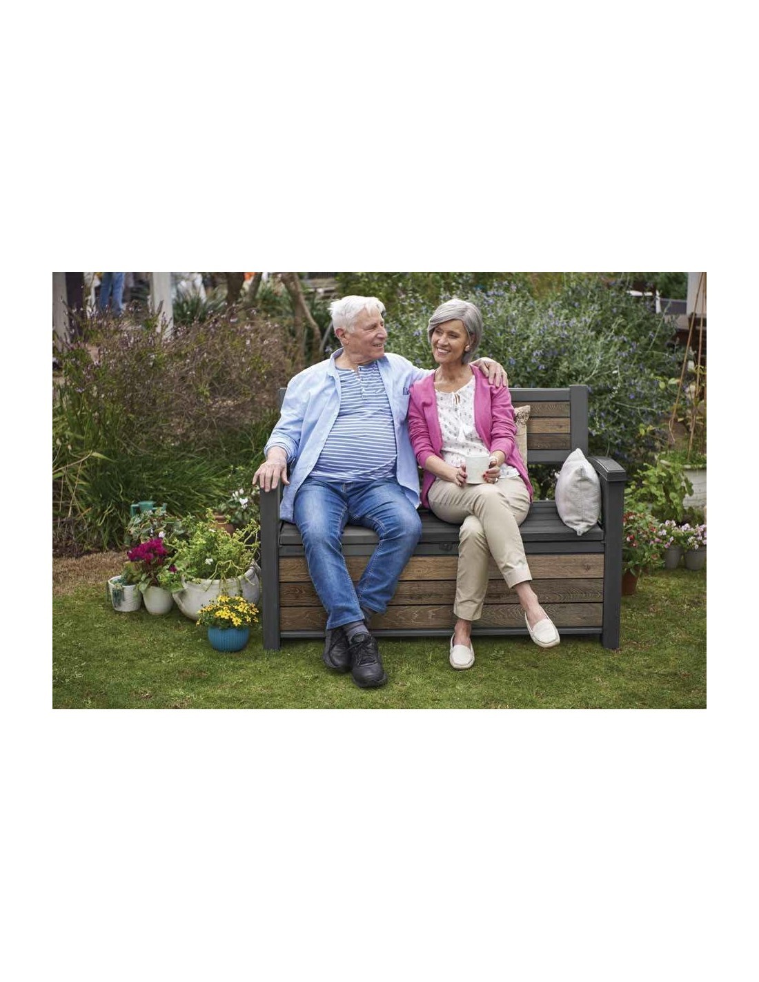 PANCHINA CONTENITORE RESINA 132X61X89CM RESINA