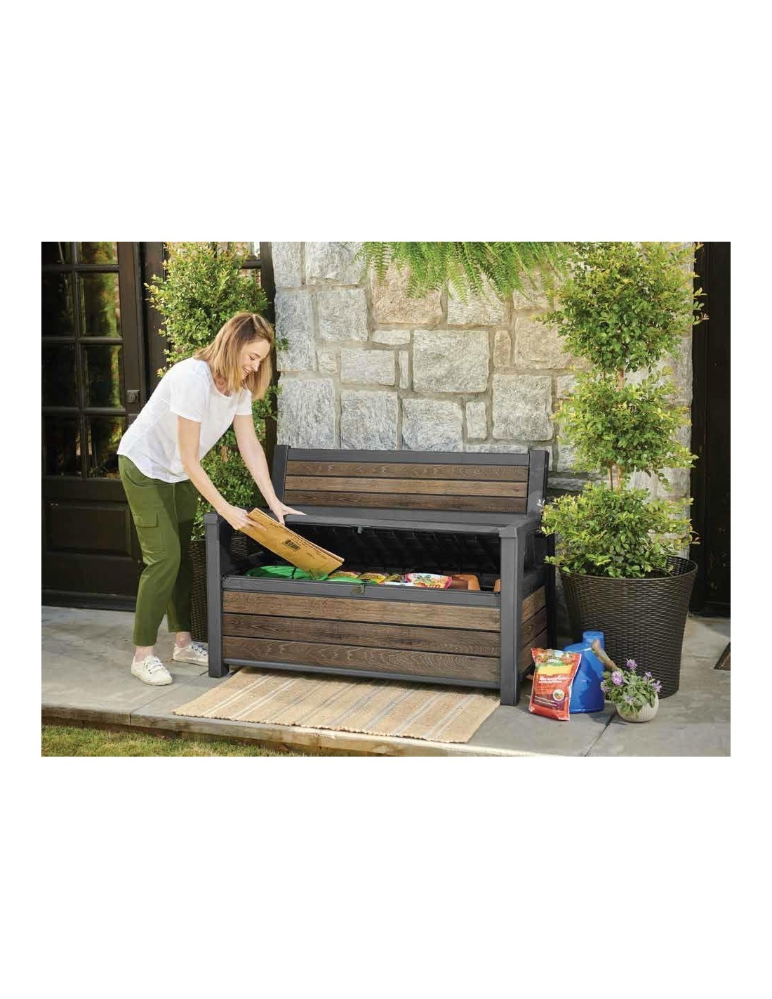 PANCHINA CONTENITORE RESINA 132X61X89CM RESINA