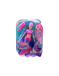 BARBIE MERMAID POWER HHG52, SIRENA MALIBU ROBERTS, CON CUCCIOLO, PINNE INTERCAMBIABILI, SPAZZOLA E ACCESSORI, GIOCATTOLO 3+ ANNI