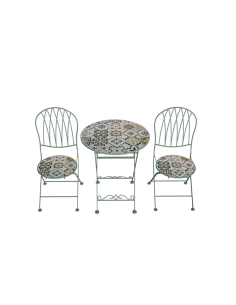 SET CAPRI TAVOLO+2SEDIE VERDE SALVIA D60CM