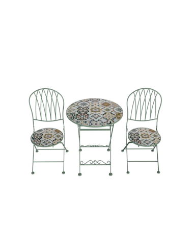 SET CAPRI TAVOLO+2SEDIE VERDE SALVIA D60CM