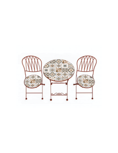 SET CAPRI TAVOLO+2SEDIE TERRACOTTA D60CM