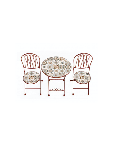 SET CAPRI TAVOLO+2SEDIE TERRACOTTA D60CM