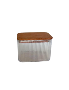 CONTENITORE 0,9LT COPERCHIO LEGNO COLORI ASSORTITI