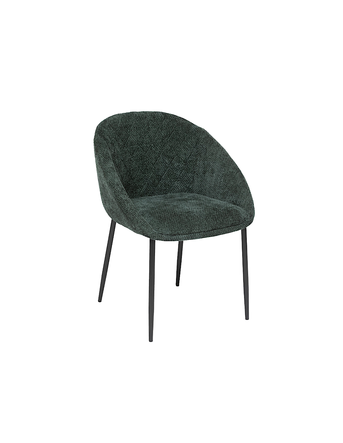 Sedia Seliso, chenille verde cedro, acciaio, 60x57x81 cm, stile moderno