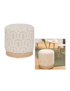 Pouf, Copas, Diametro 38 cm, Tufté, Bianco, MDF E1, Pino