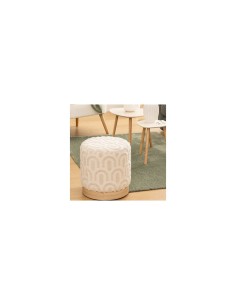 Pouf, Copas, Diametro 38 cm, Tufté, Bianco, MDF E1, Pino