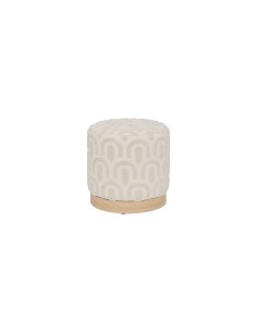 Pouf, Copas, Diametro 38 cm, Tufté, Bianco, MDF E1, Pino